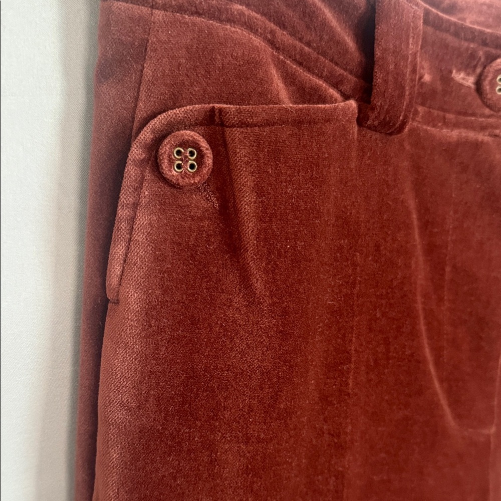 Vintage René Lezard Brown Velvet Trousers Straight Leg Made in Germany Sz 34 - Picture 8 of 10
